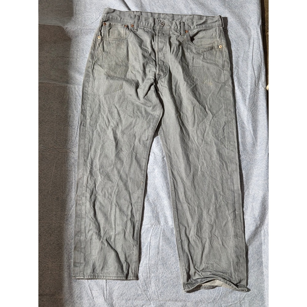 Levis 501 Original Fit‎ Grey Denim Jeans Mens 38x30 Straight Leg Button Fly